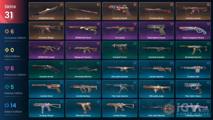NA | 31 Skins | Gold | VP Value 30050 | XERØFANG Bundle | Overdrive Bundle | Oni Vandal | Level 27 | 2 Battlepasses | 