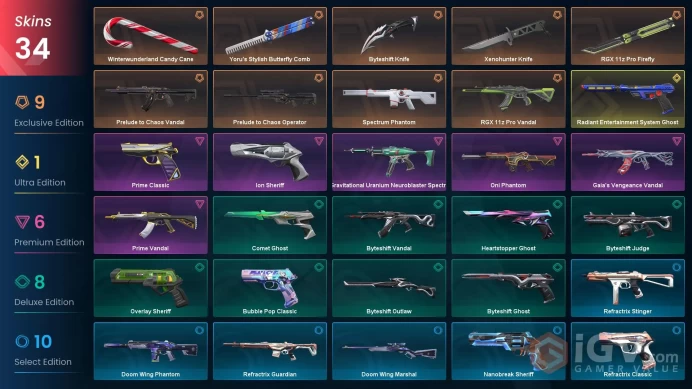 EU | Xenohunter Knife, RGX 11z Pro Firefly, Prelude to Chaos Vandal, Gaia's Vengeance Vandal, Prime Vandal, Spectrum Phantom, Radiant Ghost