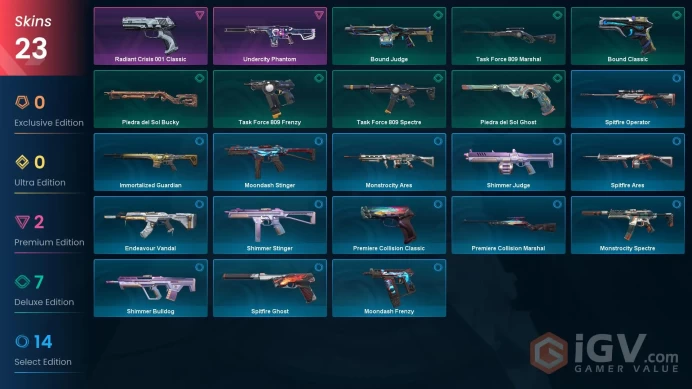 NA | 23 Skins | Level 52 | Undercity Phantom | Radiant Crisis 001 Classic | Endeavour Vandal | 3 Battlepasses | Full Access | Full Details Below