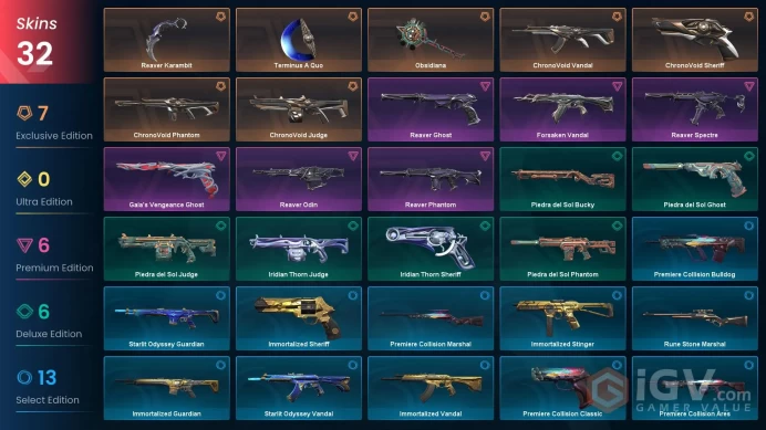 NA | 32 Skins | Iron | Level 46 | Reaver Bundle | ChronoVoid Bundle | Forsaken Vandal | 2  Battlepasses | 