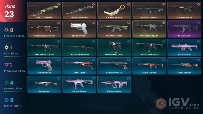 NA | 23 Skins | Bronze | Battlepasses 1 | Champions 2022 Phantom | Prime//2.0 Karambit | RGX 11z Pro Blade | Full Access | Full Details Below!
