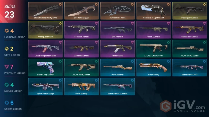 NA | 23 Skins | Phaseguard Ghost | Kuronami no Yaiba | Elderflame Dagger | 1 Battle passes Purchase | Full Access | Full Details Below!