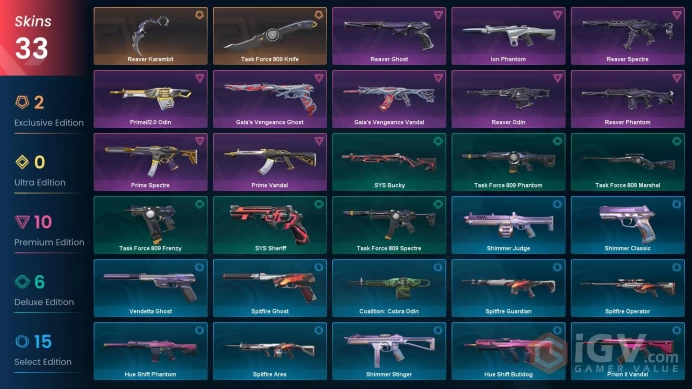 NA | 33 Skins | Gold | Battlepasses 2 | Reaver Bundle | Gaia's Vengeance Vandal | Prime Vandal | Buddies 47 | Level 51 | 