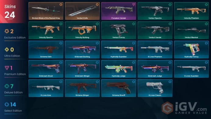 NA | 24 Skins | Silver 3 | Level 38 | Broken Blade of the Ruined King | Forsaken Vandal | Venturi Vandal | Battlepasses 1 | Full Details Below!