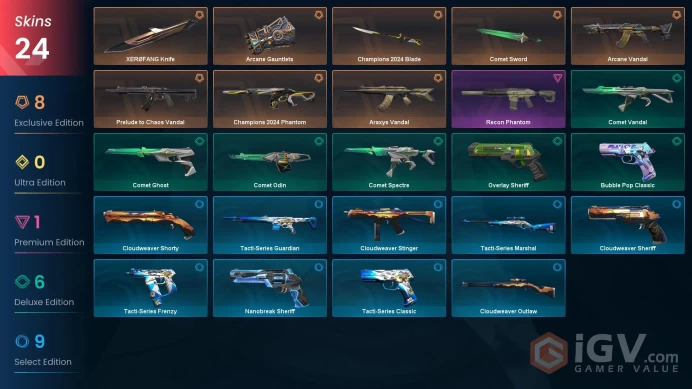NA | 24 Skins | Immortal | Level 97 | Araxys Vandal| Arcane Bundle | Champions 2024 Bundle | 1 Battlepasses | Full Access | Full Details Below!