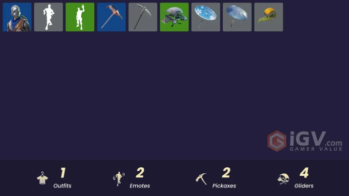 [PSN/XBOX/PC] 1 skins | Blue Squire | Squire Shield | Clawz Retro | Pulse Axe | Wave | Mako | Snowflake | The Umbrella | Battle Bus | 