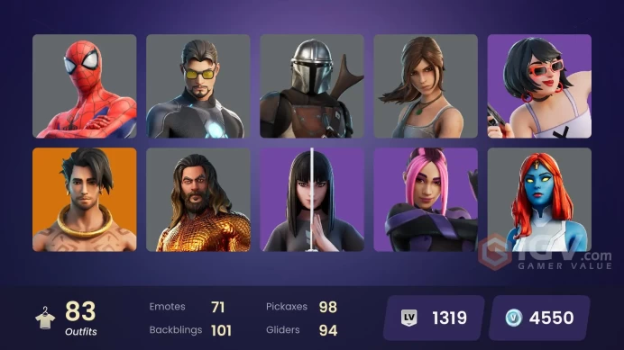 [PC/XBOX/PSN/SWITCH] 83 skins | Combat Elite | Droopy | BLACK AND WHITE | Ronin (Cape) | Sideways Warrior | Sandstone Joey| 4550 VB