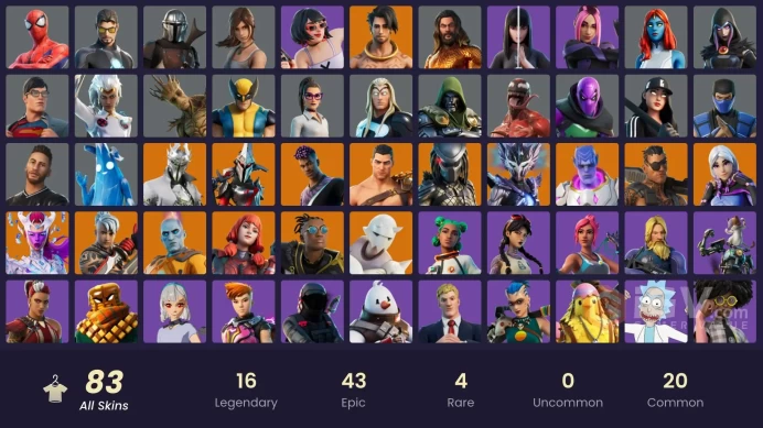 [PC/XBOX/PSN/SWITCH] 83 skins | Combat Elite | Droopy | BLACK AND WHITE | Ronin (Cape) | Sideways Warrior | Sandstone Joey| 4550 VB