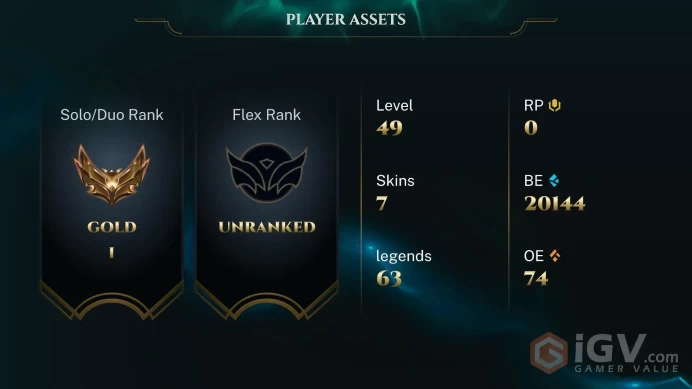 EUW / S16 GOLD I / UNVERIFIED EMAIL / 20K BE / 63 CHAMPS / 7 SKINS / 55%+WR / 4W/3L / HONOR 4 / 5 MIN. 24/7 DELIVERY #LG1361265ELES14