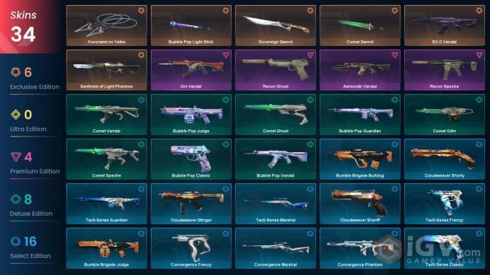 NA | 34 Skins | Gold | Level 58 | Kuronami no Yaiba | Sovereign Sword | EXO Vandal | Sentinels of Light Phantom | 2 Battlepasses | 