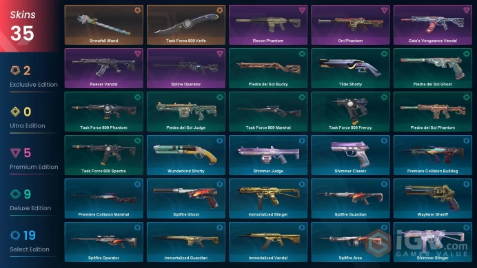 NA | 35 Skins | Ascendant | Battlepasses 2 | Snowfall Wand | Reaver Vandal | Gaia's Vengeance Vandal | Agent 16 | Level 100 | 