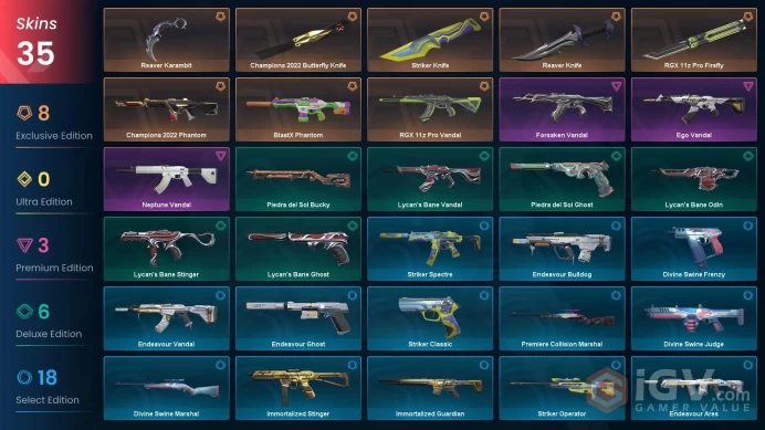 NA | 35 Skins | Ascendant 2 | Champions 2022 Bundle | RGX 11z Pro Firefly | BlastX Phantom | 2 Battlepasses Purchase | 