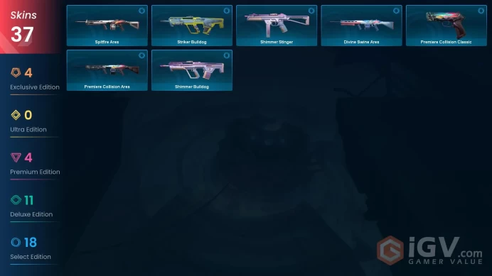 NA | 37 Skins | Platinum | VP Value 19175 | Equilibrium | RGX 11z Pro Vandal | Glitchpop Phantom | Level 50 | 3 Battlepasses | 