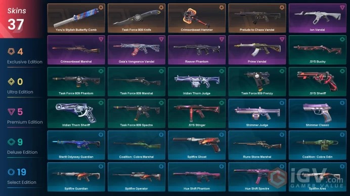 NA | Skins 37 | Level 102 | Yoru's Stylish Butterfly Comb | Crimsonbeast Hammer | Prelude to Chaos Vandal | 3 Battlepasses |