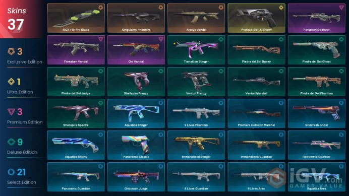 NA | 37 Skins | Platinum | 4 Battlepasses | RGX 11z Pro Blade | Araxys Vandal | Singularity Phantom | Protocol 781-A Sheriff | Level 72 | 