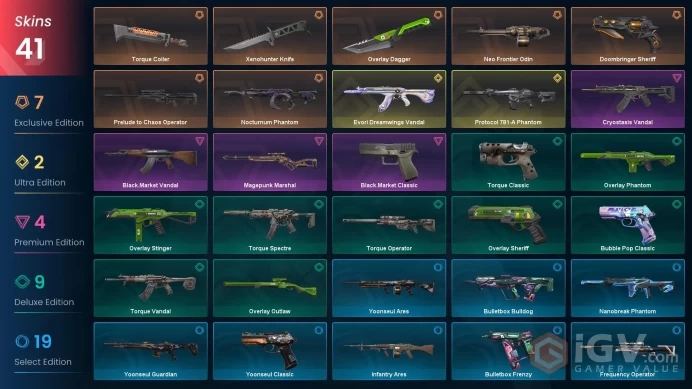 NA | 41 Skins | Silver 3 | Level 83 | Xenohunter Knife | Infantry Spectre | Evori Dreamwings Vandal | Battlepasses 2 | Buddies 82 |