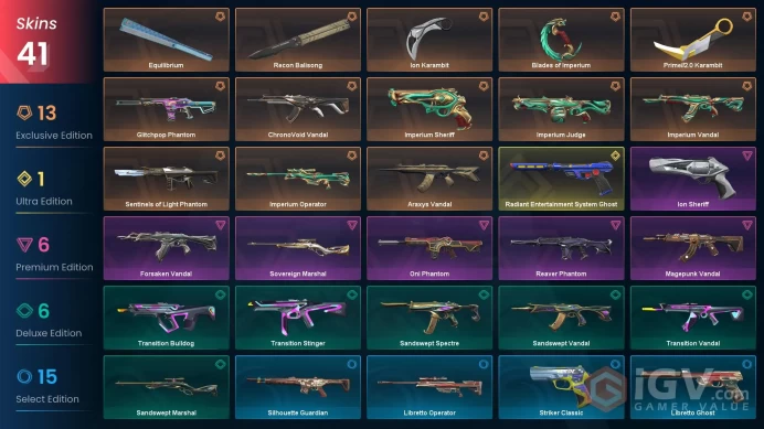 NA | Skins 41 | 5 Knife | Diamond | Level 72 | Imperium Bundle | Radiant Entertainment System Ghost | Equilibrium | 2 Battlepasses |