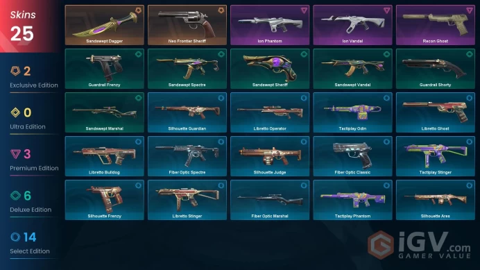 NA | 25 Skins | Platinum | 2 Battlepasses | Ion Vandal | Neo Frontier Sheriff | Recon Ghost | Level 44 | Full Access | Full Details Below!