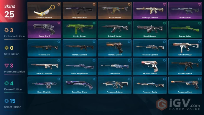 NA | 25 Skins | VP Value 16100 | Prime//2.0 Karambit | Arcane Vandal | Singularity Vandal | 2 Battlepasses | Full Access | Full Details Below!