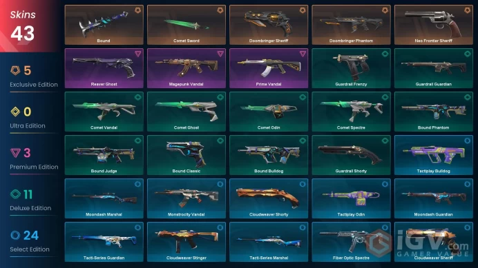 NA | 43 Skins | VP Value 14850 | Neo Frontier Sheriff | Doombringer Sheriff | Doombringer Phantom | 3 Battlepasses | Full Details Below