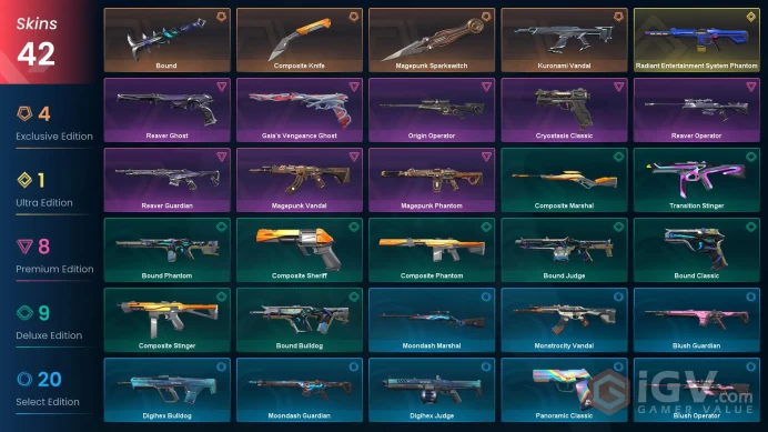 NA | 42 Skins | Diamond | Level 86 | VP Value 26900 | Magepunk Sparkswitch | Kuronami Vandal | Full Access | Full Details Below
