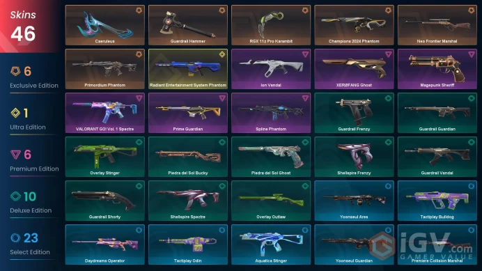 NA | 46 Skins | Battlepasses 4 | RGX 11z Pro Karambit | Magepunk Sheriff | Champions 2024 Phantom | level 48 | Full Access | Full Details Below!
