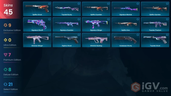NA | 45 Skins | Level 136 | VP Value 36375 | Reaver Karambit | Champions 2024 Phantom | Champions 2023 Vandal | Full Access | Full Details Below