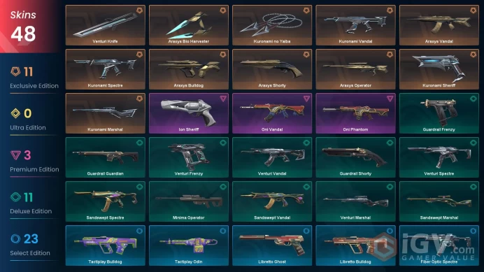 NA | 48 Skins | Gold | Level 79 | Oni Vandal | Araxys Bundle | Kuronami Bundle | 3 Battlepasses | Full Access | Full Details Below!