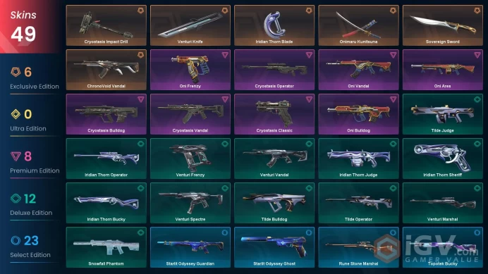NA | 49 Skins | Platinum | 3 Battle passes | Cryostasis Bundle | Oni Bundle | Sovereign Sword | Level 77 | Full Access | Full Details Below!