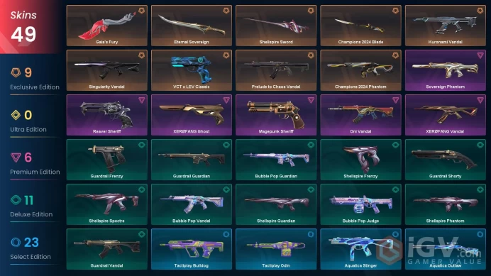 NA | 49 Skins | Platinum | 3 Battlepasses | Champions 2024 Bundle | Kuronami Vandal | Eternal Sovereign | Magepunk Sheriff | Full Details Below!