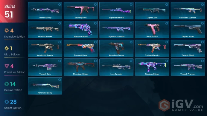 NA | 51 Skins | Platinum | VP Value 22325 | Forsaken Ritual Blade | Radiant Entertainment System Phantom | 4 Battlepasses | Full Details Below!