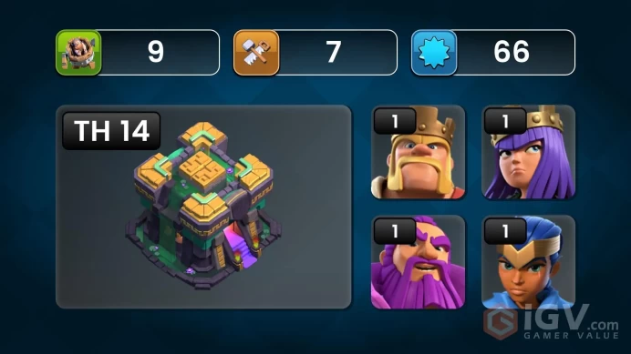 [Cheapest] TH14 [fast upgrade] ◈ 5Workers ◈ 1000 Gems ◈ Level 60+ ◈ Name Changeable ◈ Original email ◈ Instant Delivery