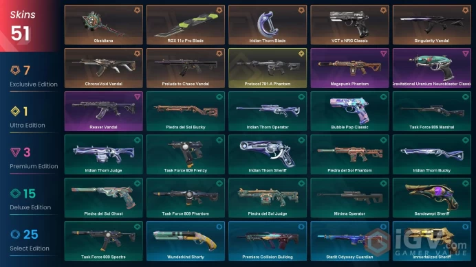 NA | 51 Skins | Immortal | RGX 11z Pro Blade | Protocol 781-A Phantom | VCT x NRG Classic | 3 Battlepasses | Full Access | Full Details Below!