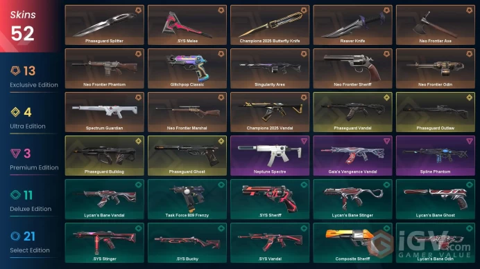 NA | 52 Skins | Battlepasses 4 | Phaseguard Bundle | Champions 2025 Bundle | Neo Frontier Bundle | Full Access | Full Details Below!
