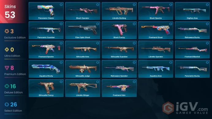 NA | 53 skins | Level 100 | Sovereign Bundle | Prime Vandal | Recon Phantom | Forsaken Vandal | 4 Battlepasses | Full Details Below!