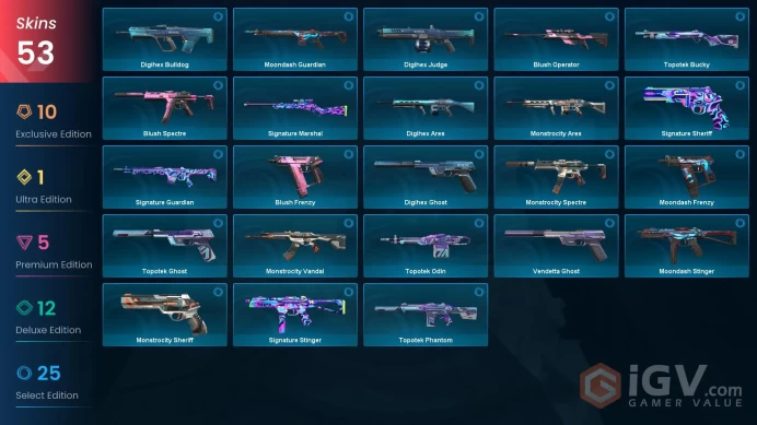 NA | 53 Skins | Platinum | VP Value 38600 | Oni Bundle | Ignite Fan | Champions 2023 Vandal | 3 Battlepasses | Full Access | Full Details Below!