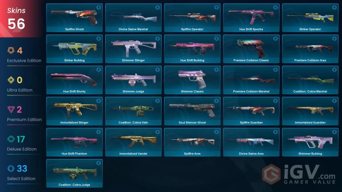 NA | 56 Skins | Silver 2 | Neptune Vandal | Magepunk Operator | Immortalized Sheriff | Spitfire Ghost| Battlepasses 4 | Full Details Below!