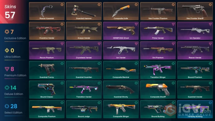 NA | 57 Skins | Platinum | 4 Battlepasses | Reaver Karambit | Araxys Vandal | Ion Operator | Neo Frontier Sherif | Level 98 | Full Details Below