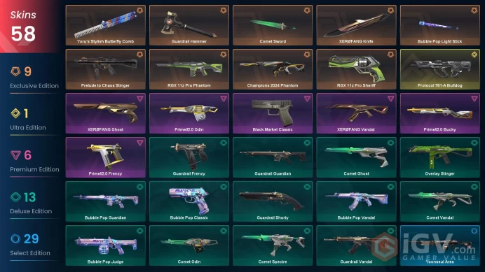 NA | 58 Skins | Yoru's Stylish Butterfly Comb | Protocol 781-A Bulldog | Champions 2024 Phantom | 4 Battlepasses | Full Access | Full Details 