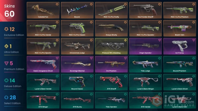 NA | 60 Skins | Level 97 | RGX 11z Pro Firefly Bundle | Celestial Fan | Protocol Bulldog | 4 Battlepasses | Full Access | Full Details Below!