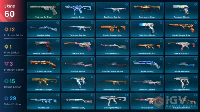 NA | 60 Skins | Gold | 5 Battle passes | ChronoVoid Bundle | Forsaken Vandal | Xenohunter Knife | Arcane Vandal | Level 61 | Full Details Below