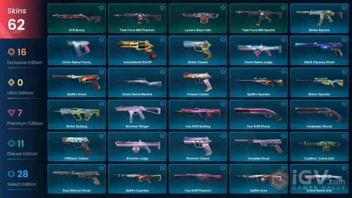 NA | 62 Skins | Diamond | Level 153 | VP Value 53400 | RGX 11z Pro Bundle | Waveform | Glitchpop Vandal | Full Access | Full Details Below!