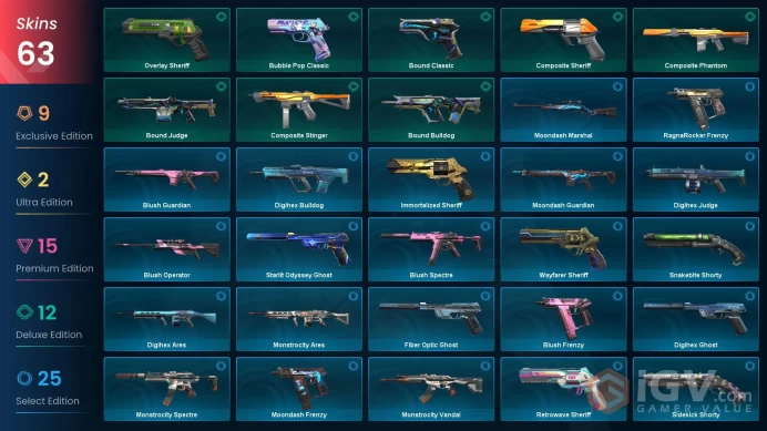 NA | 63 Skins | Diamond | VP Value 52850 | Blades of Primordia | Celestial Fan | Champions 2022 Phantom | Full Access | Full Details Below!