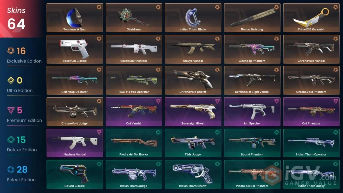 NA | 64 Skins | Diamond | VP Value 49250 | ChronoVoid Bundle | Recon Balisong | Prime//2.0 Karambit | Full Access | Full Details Below!