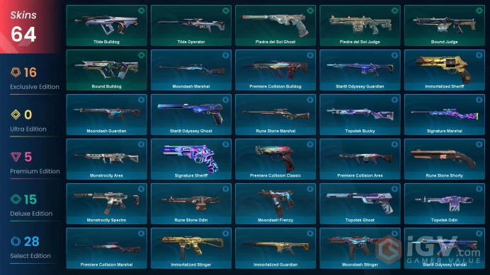 NA | 64 Skins | Diamond | VP Value 49250 | ChronoVoid Bundle | Recon Balisong | Prime//2.0 Karambit | Full Access | Full Details Below!