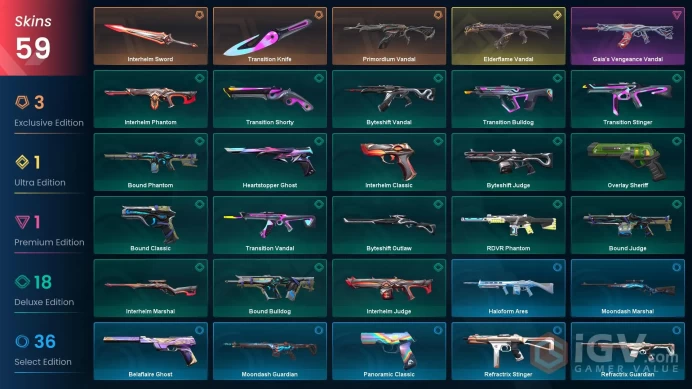 EU | 189 LVL | 23 Ag | 685 VP | Elderflame Vandal | Interhelm Sword | Transition Knife | Primordium Vandal | Gaia's Vengeance Vandal | Silver 2	