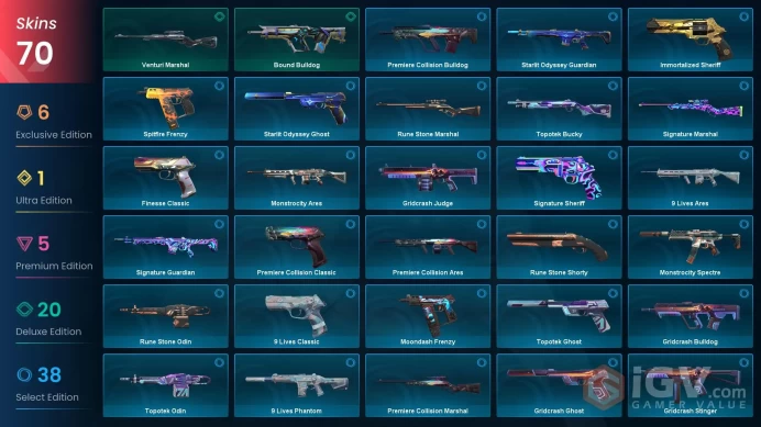 NA | 70 Skins | Silver 3 | RGX 11z Pro Firefly | Reaver Vandal | Protocol 781-A Bulldog | Araxys Vandal |  Battlepasses 5 | Full Details Below!