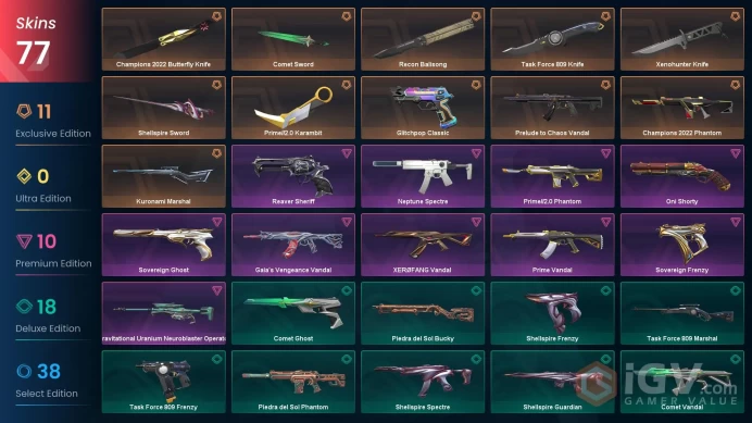 NA | 77 Skins | Gold | Champions 2022 Bundle | Kuronami Marshal | Prelude to Chaos Vandal | 5 Battlepasses| Full Access | | Full Details Below!