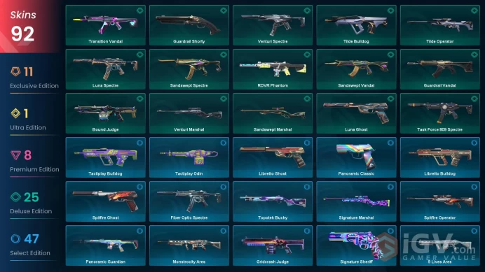 NA | 92 Skins | Bronze | Battlepasses 7 | Knife 3 | Imperium Vandal | Prelude to Chaos Vandal | Full Access | Full Details Below!