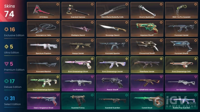 NA | 74 Skins | Immortal 2  Kuronam Bundle | Evori Dreamwings Bundle | Elderflame Vandal | 4 Battlepasses | Full Access | Full Details Below!
